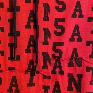M Society Hoodie S/S Zip Sides Red Black Size XL